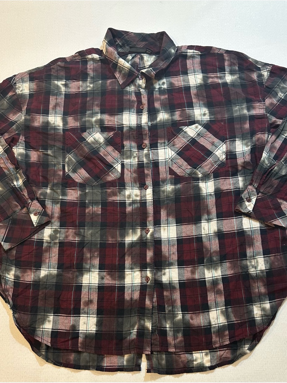 a.n.a A New Approach XL Burgundy Plaid Cotton Flannel Shirt
